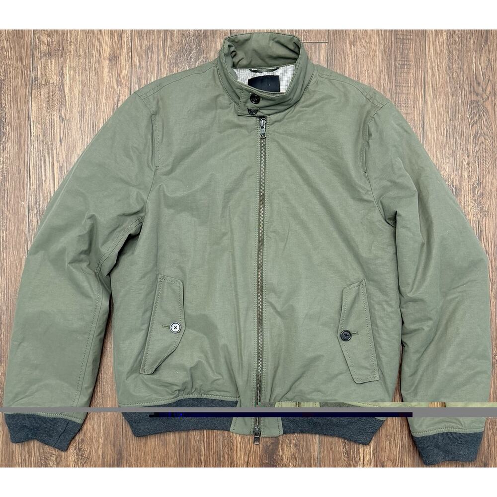 Banana Republic Men's Olive Bomber Jacket Size M Zip Button Pockets Short Solid